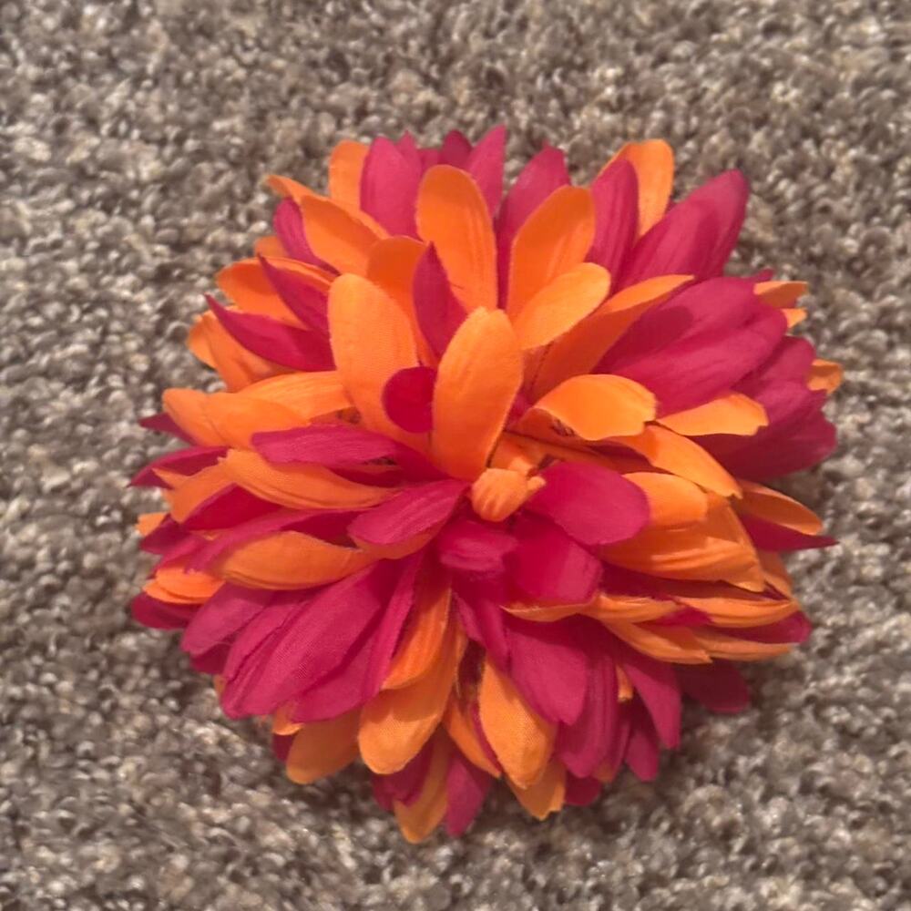 Orange and pinkish flower hair clip